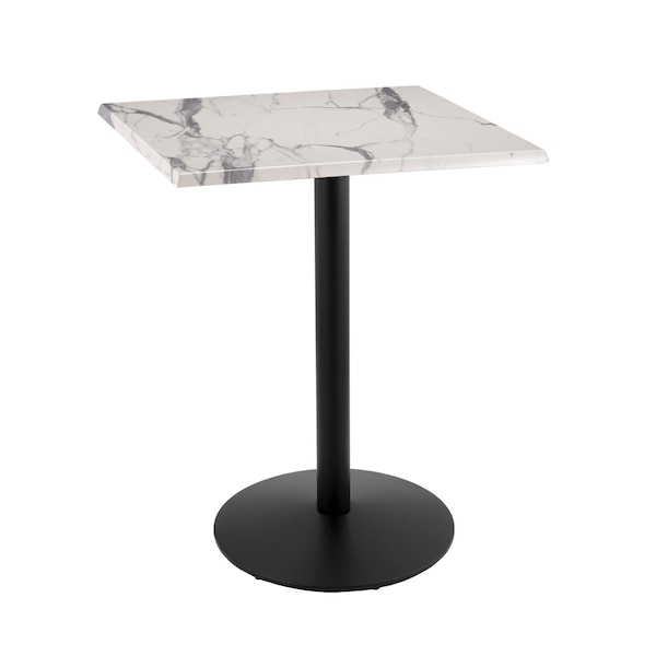 42" Tall OD214 Black Table Base 22" Diameter 30"x30" Square White Marble Top
